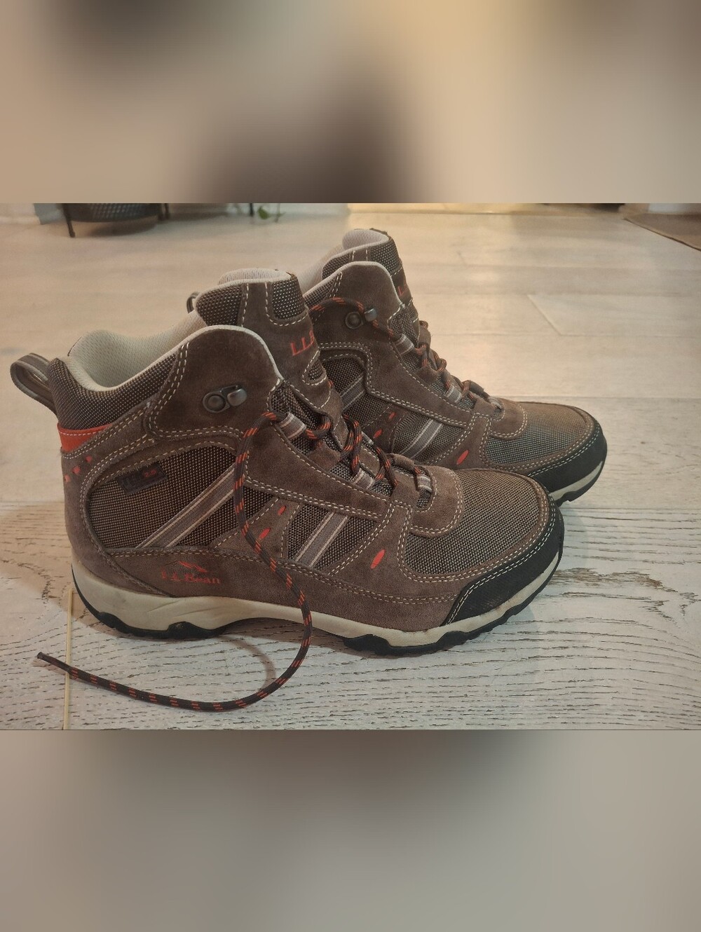 L.L. Bean Women's Brown and Orange Suede Hiking Boots